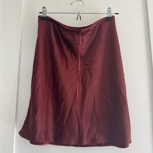 NWT Madewell Drawstring Mini Slip Skirt in Rusted Burgundy